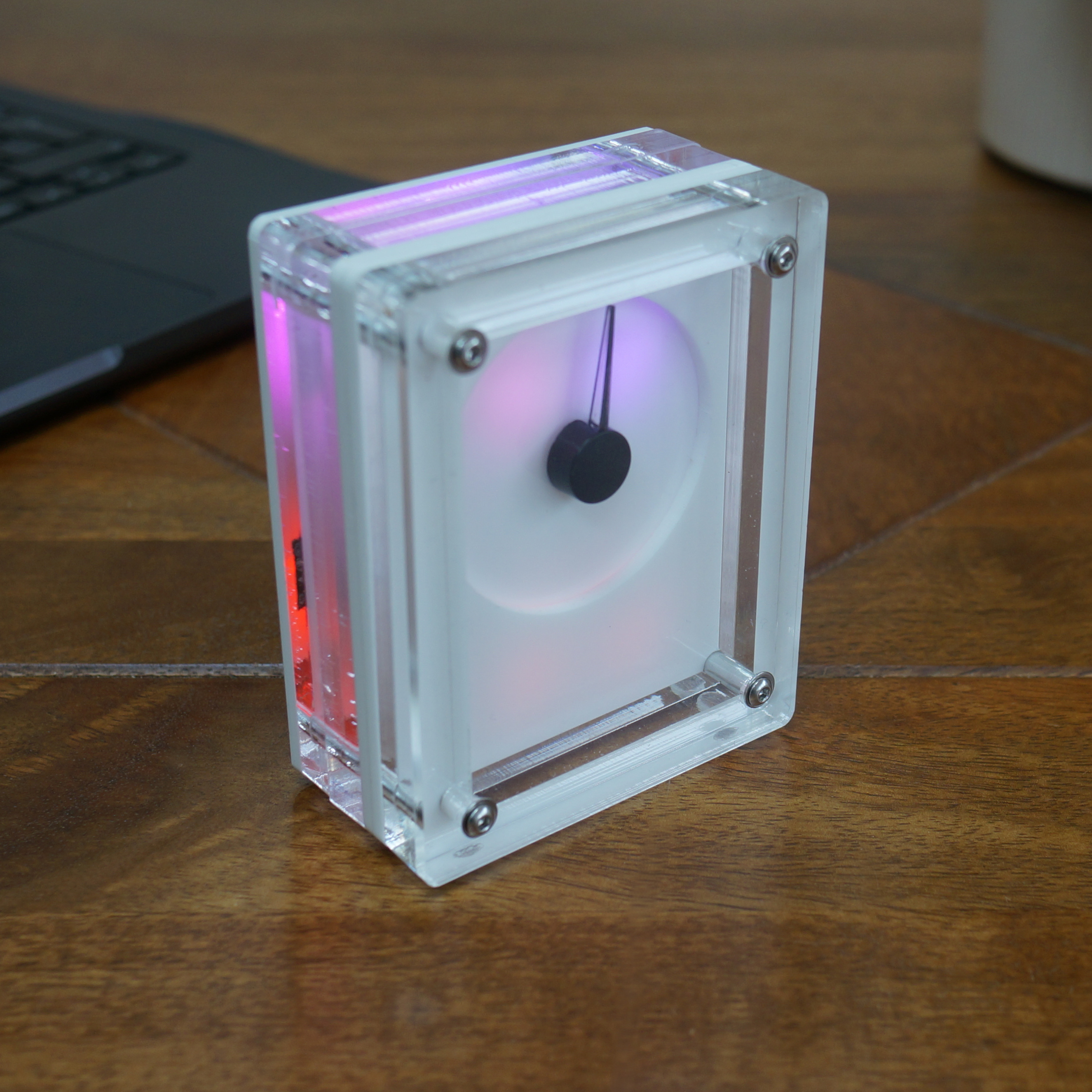 INDEX-01 calm technology object on a desk, creating a calm and focused workspace atmosphere