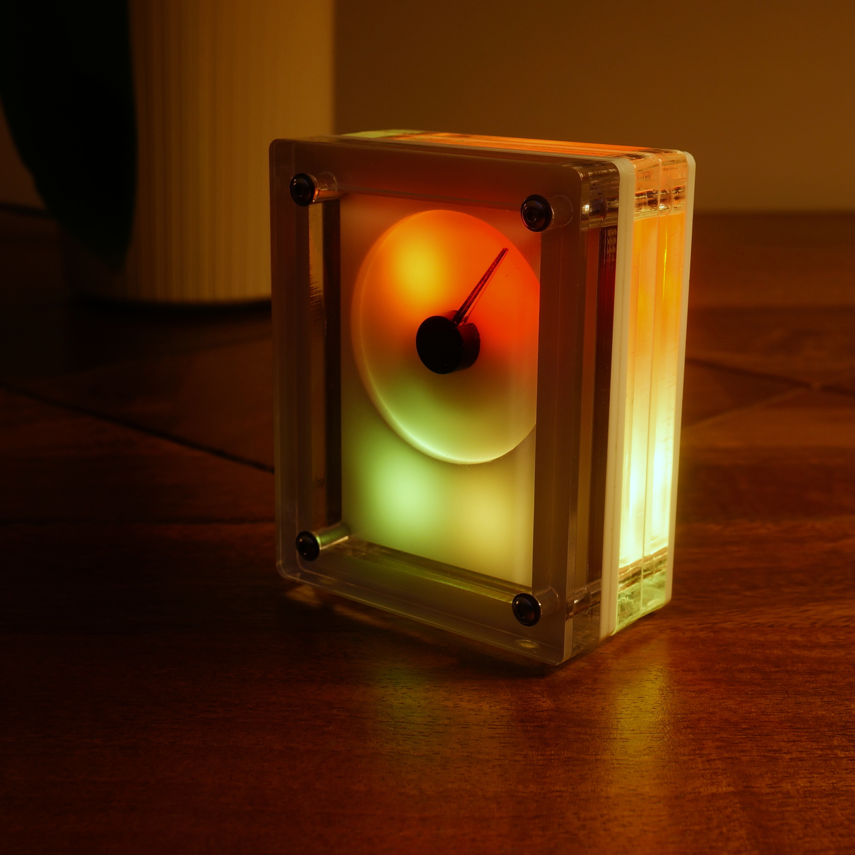 INDEX-01 calm technology object, demonstrating another color variant option on a minimalist desktop workspace